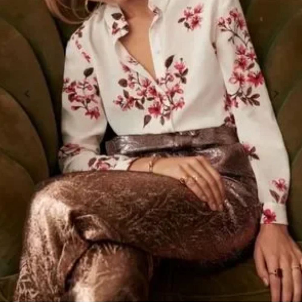 Sezane Floral Blouse in White and Pink - Picture 4 of 4